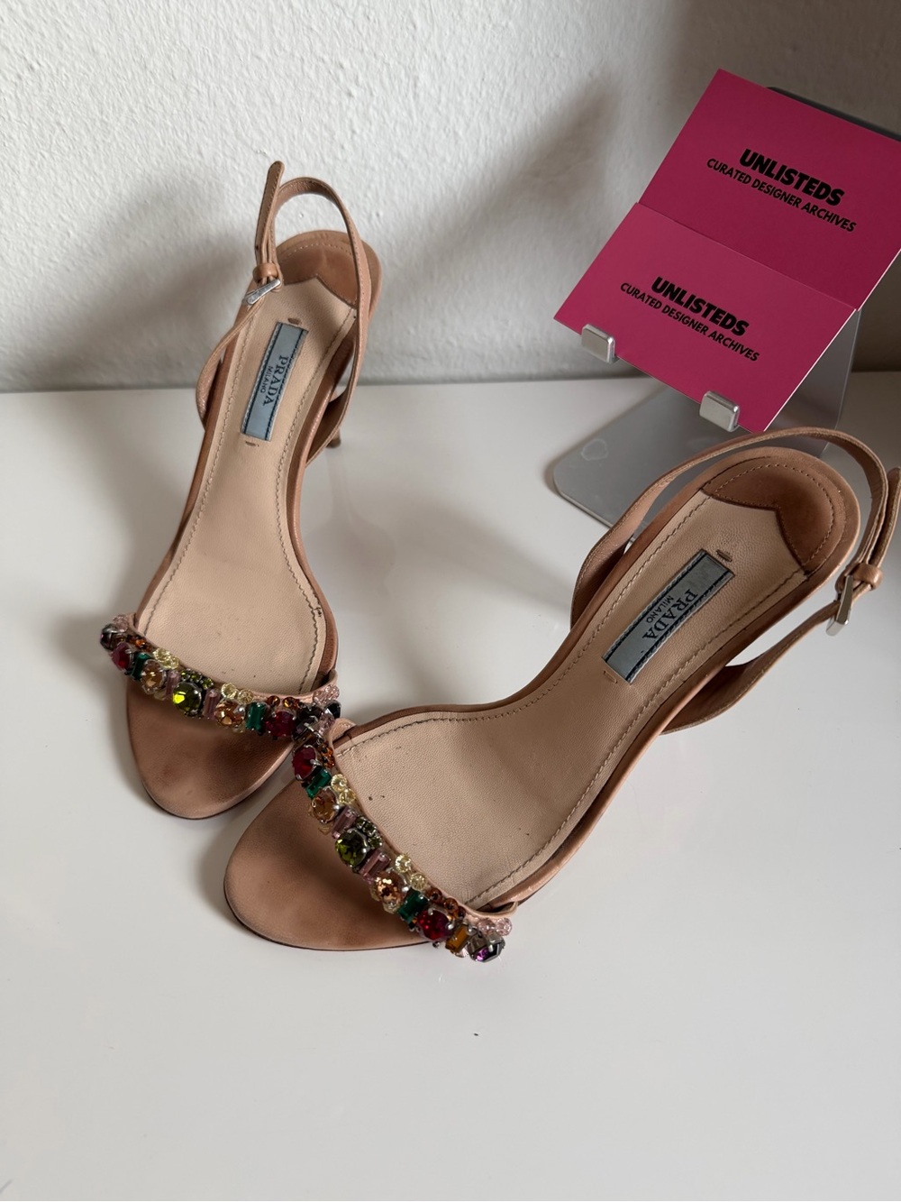 Vintage Prada Jeweled Satin Slingback Heels Size 36 - Picture 13 of 16